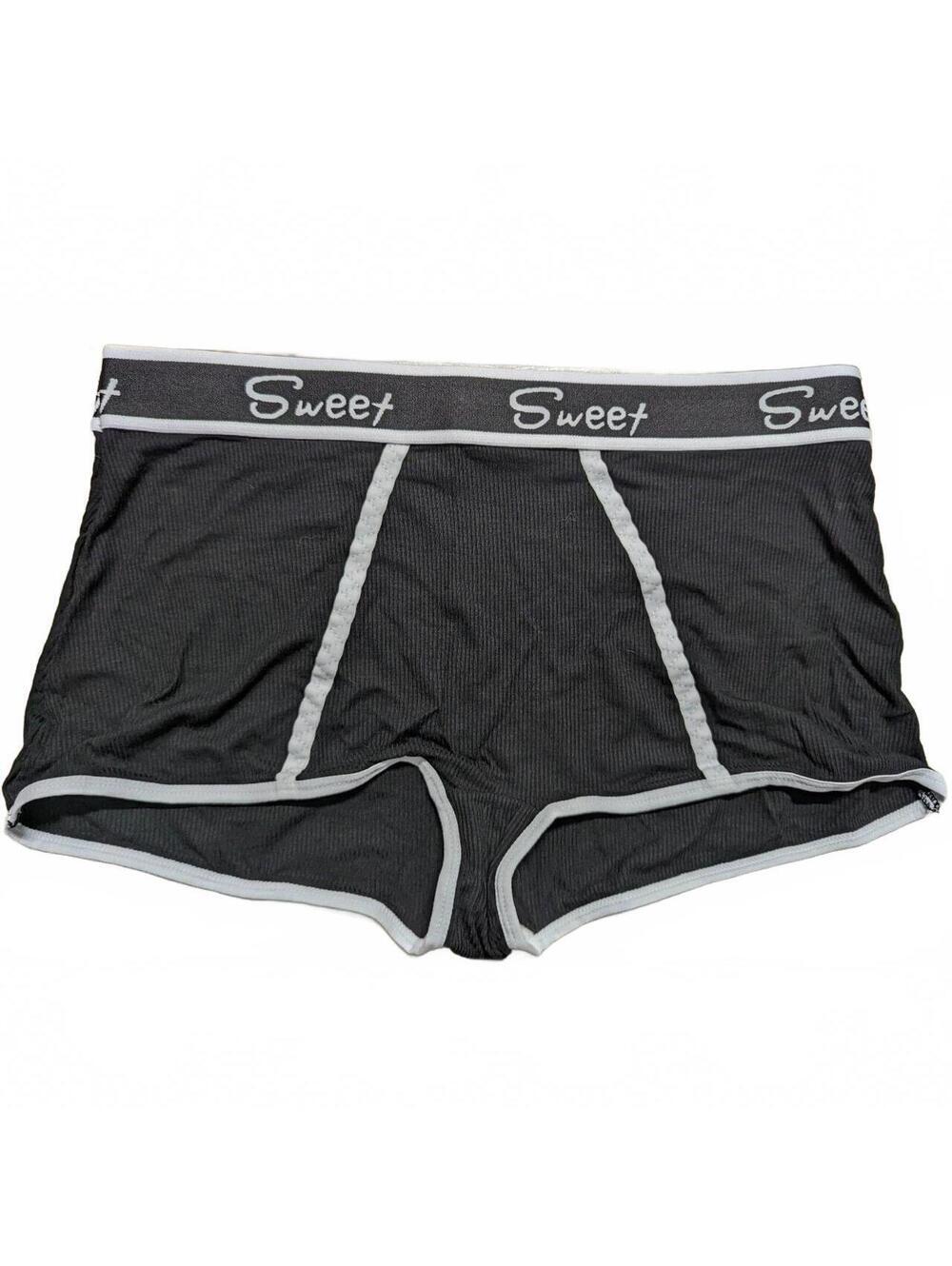 New Sweet Lingerie Shorty Boyshorts Womens Plus Size XL Black White Sleep Lounge